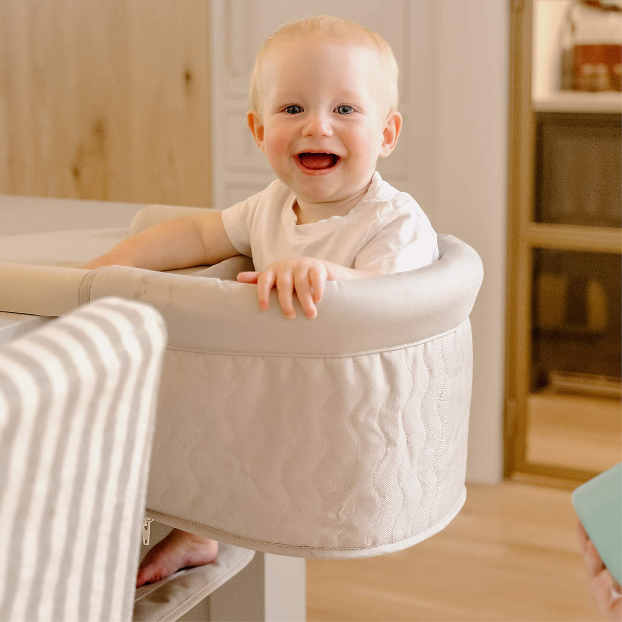 Lalo Oatmeal White Hook On Toddler High Chair + Reviews | Crate & Kids | Crate & Barrel