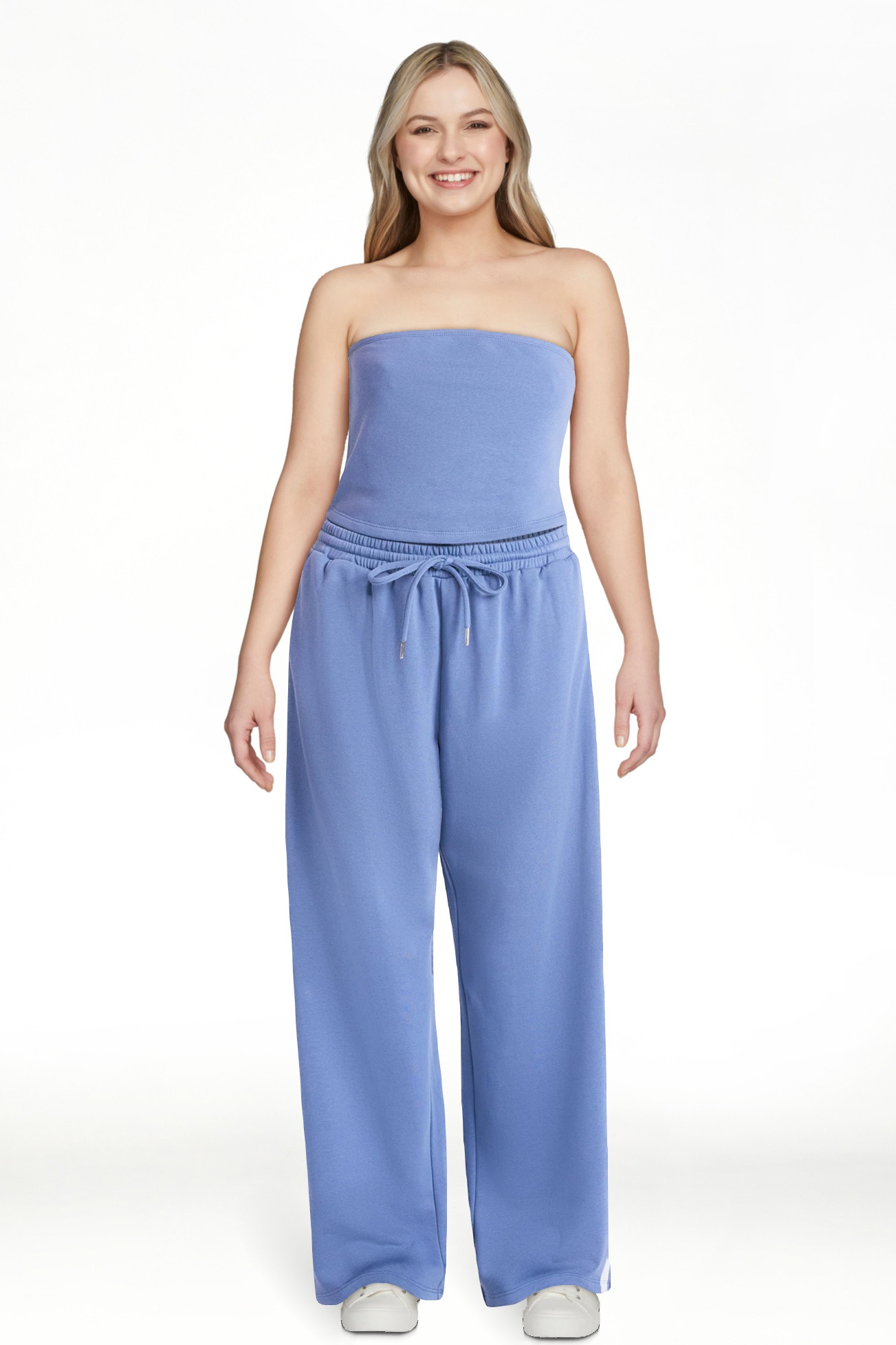 No Boundaries French Terry Tube Top and Pants Set, 2-Piece, Women's | Walmart (US)
