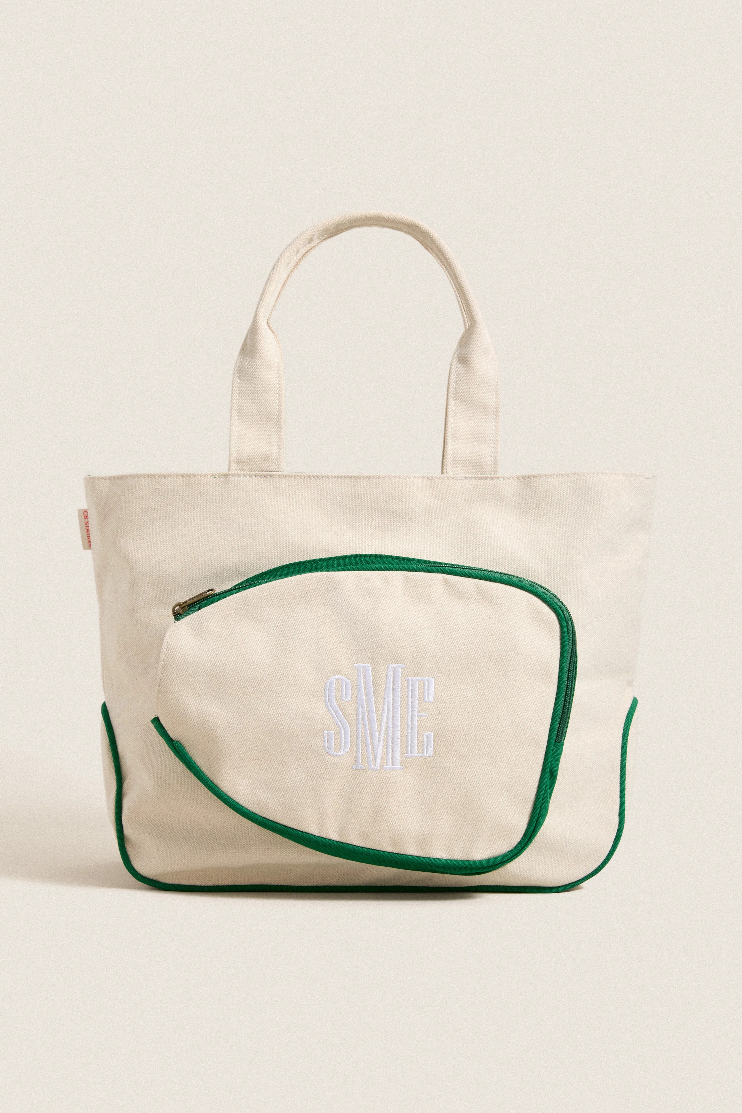 Green and White Monogrammed Tennis Tote | Tuckernuck (US)