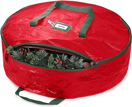 ZOBER Christmas Wreath Storage Bag 24" - Water Resistant Fabric Storage Dual Zippered Bag for Hol... | Amazon (US)