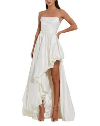 Petite Strapless High-Low Satin Gown with Draped Skirt | Bloomingdale's (US)