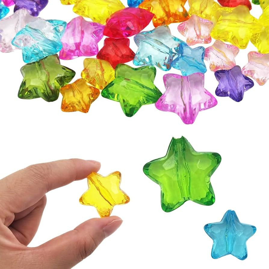INSPIRELLE 70 Pieces Acrylic Large Star Beads 2 Sizes Transparent Spacer Beads for Jewelry Craft ... | Amazon (US)