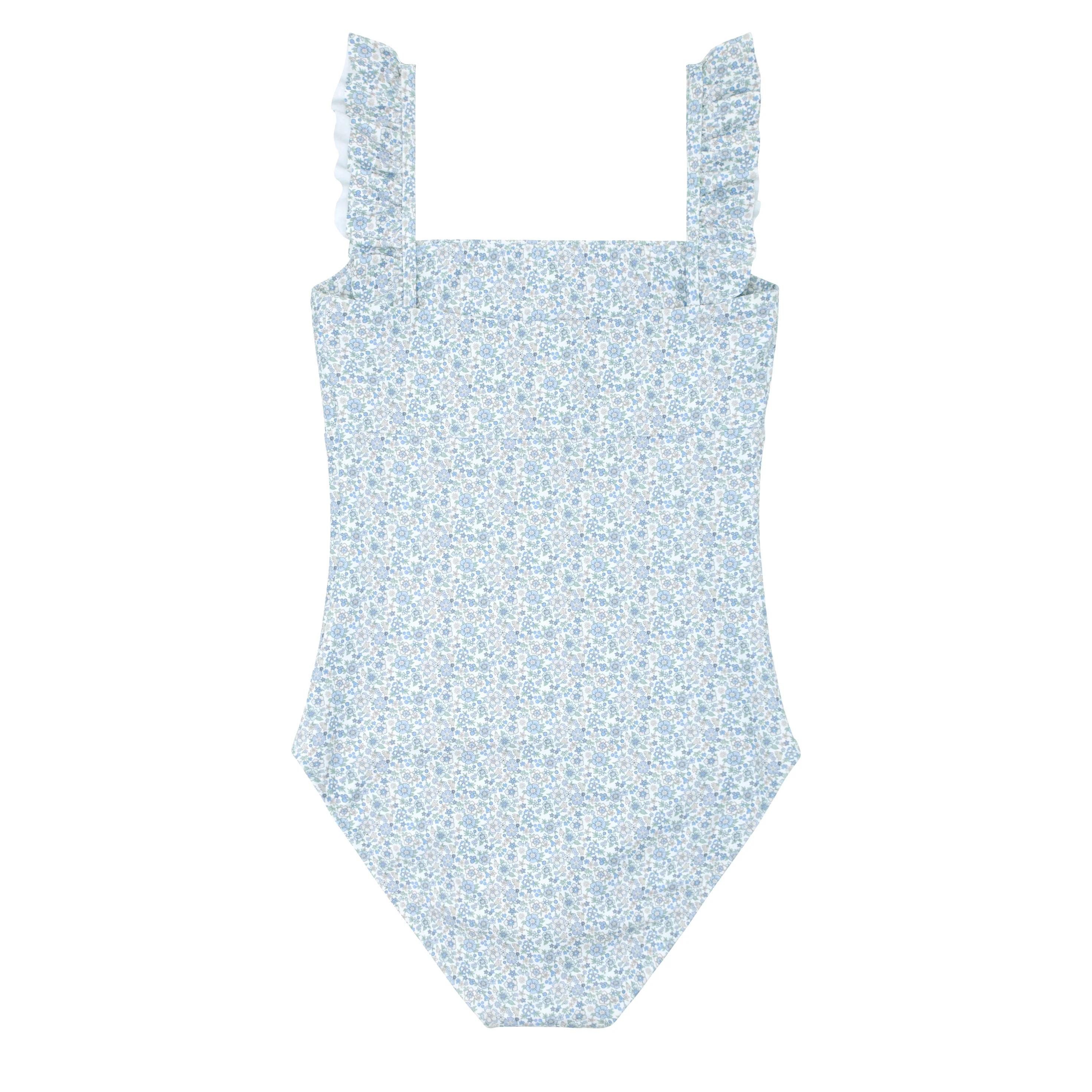 women's slate floral ruffle one piece | minnow