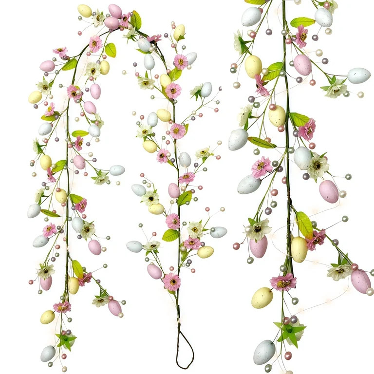 Easter Garland Decoration 6.5 FT Lighted Easter Garland with Easter Eggs,Spring Floral Garland Vi... | Walmart (US)