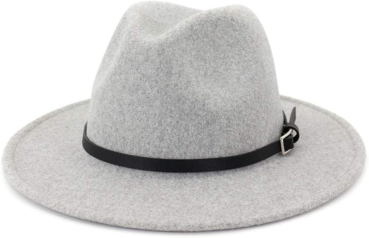 Lisianthus Womens Classic Wool Fedora with Belt Buckle Wide Brim Panama Hat | Amazon (US)