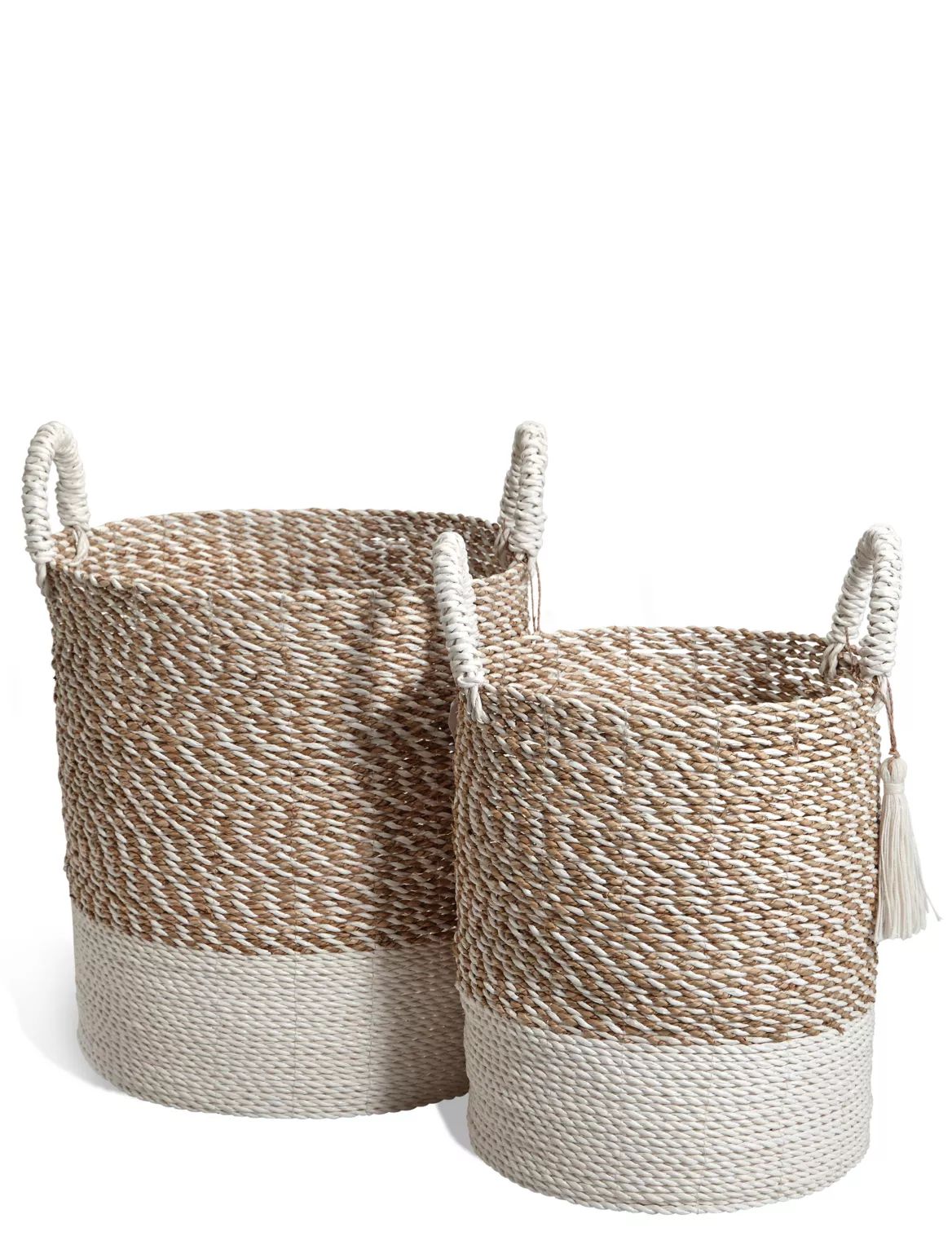 Raffia + Seagrass Set Of 2 Round Baskets natural | Marks & Spencer (US)