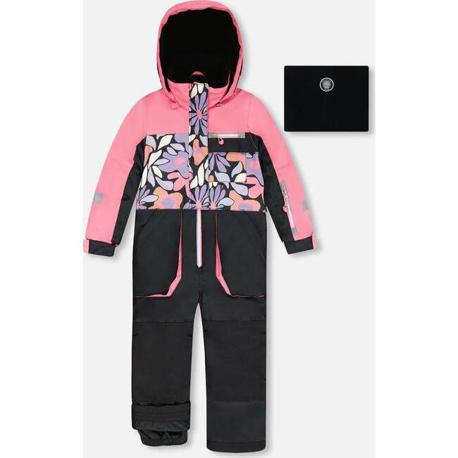 Deux par | One-Piece Play Snowsuit, (Black Retro Flower Print, Size 2Y) | Maisonette | Maisonette