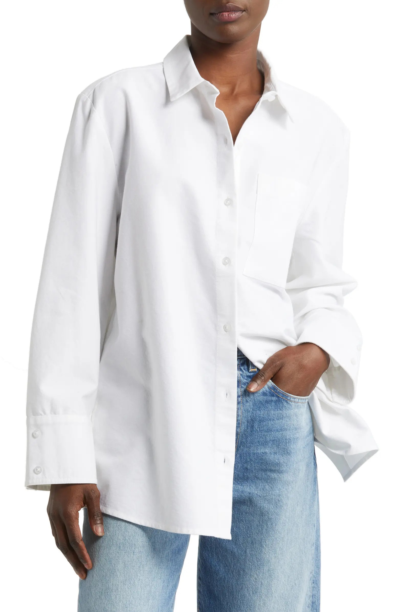 Oversize Cotton Button-Up Shirt | Nordstrom