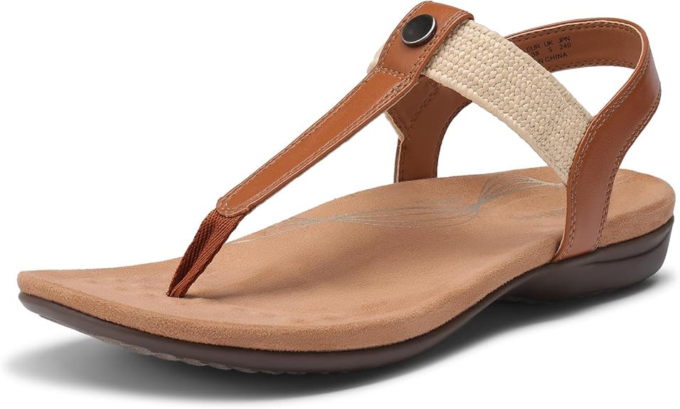 DREAM PAIRS Women's Arch Support T-Strap Sandals Comfortable Orthotic Flat Sandals Thong Sandals ... | Amazon (US)