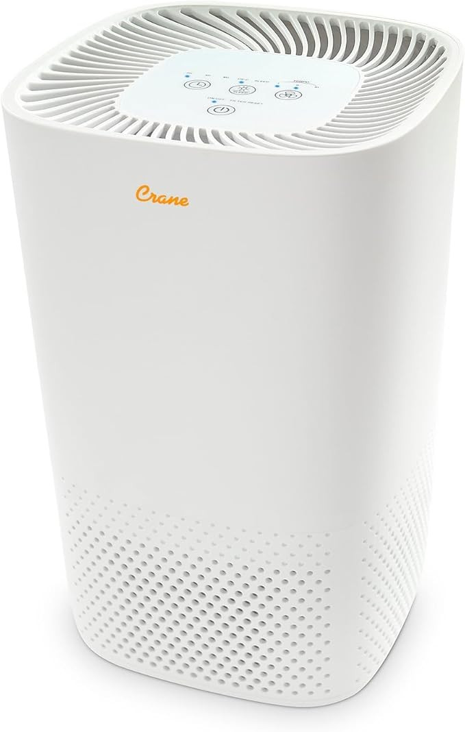 Crane Air Purifier with UV Light and True Hepa Filter, 250 Sq Ft Coverage, Timer, Sleep Mode, for... | Amazon (US)