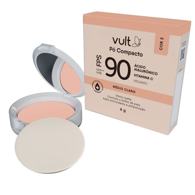 Pó Compacto Vult Ácido Hialurônico FPS 90 6g - Cor 02 (Médio Claro) | Drogasil (BR)