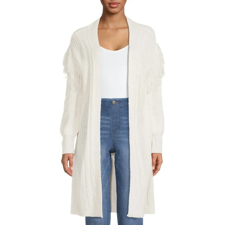 Time and Tru Women's Stitch Fringe Cardigan | Walmart (US)