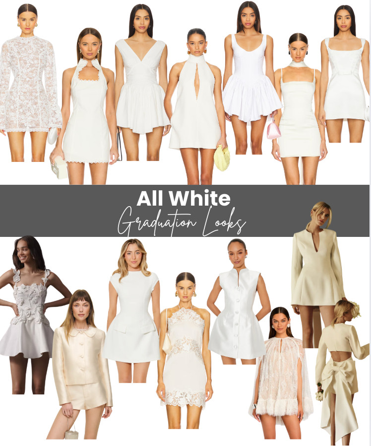 White dresses and sets for high school or college graduation that you won't see everyone else wearing

graduation dress, graduation outfit, white graduation dress, white mini dress, fun graduation outfit 

 #LTKParties