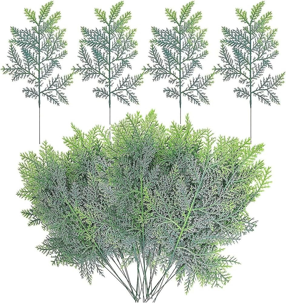 Watayo 60 Pcs Artificial Pine Branches- 13.3" x 7" Christmas Faux Pine Needles Greenery Leaves- F... | Amazon (US)