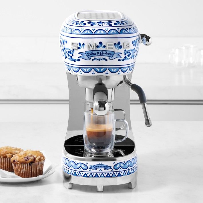 SMEG Dolce & Gabbana Manual Espresso Machine, Blu Mediterraneo | Williams-Sonoma