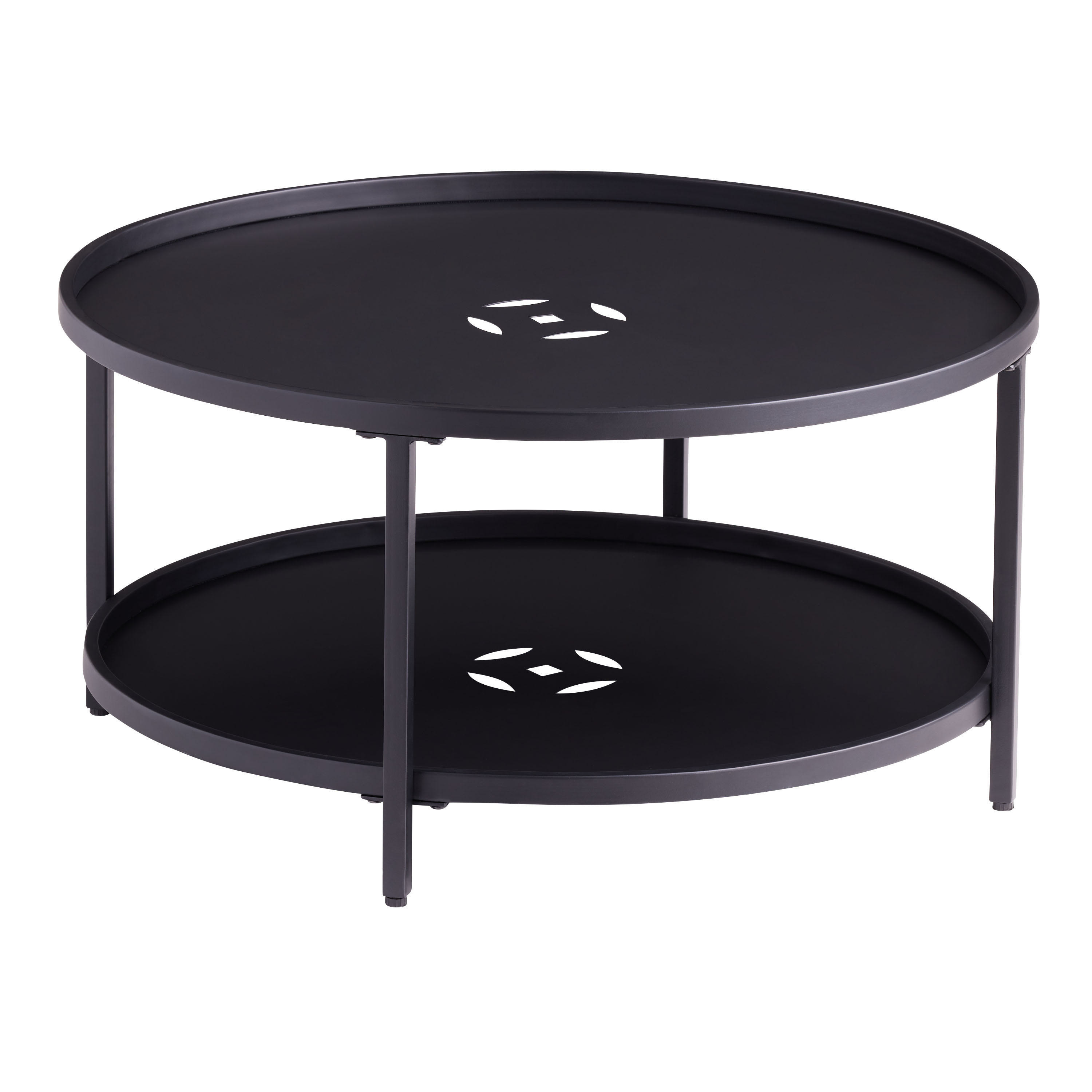 Amatani Round Matte Black Metal Outdoor Coffee Table | World Market