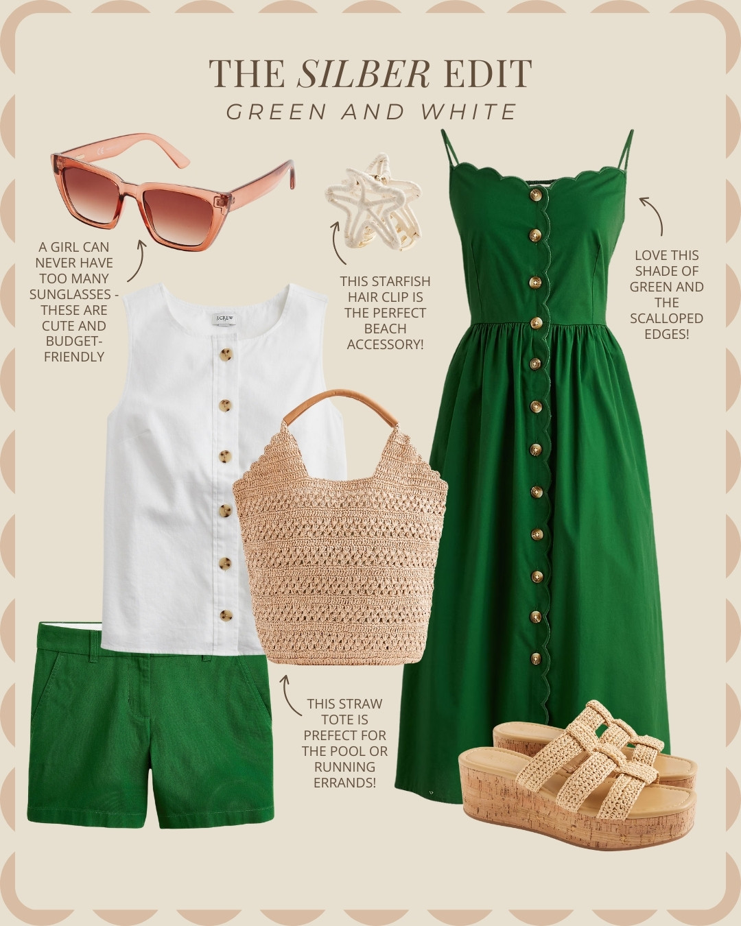 Green and white summer outfit ideas from J.Crew Factory.

dresses, chino shorts, linen top, summer sandals, straw tote bag, Stefana Silber
 

 #LTKSummerEdit #LTKSeasonal #LTKFindsUnder100