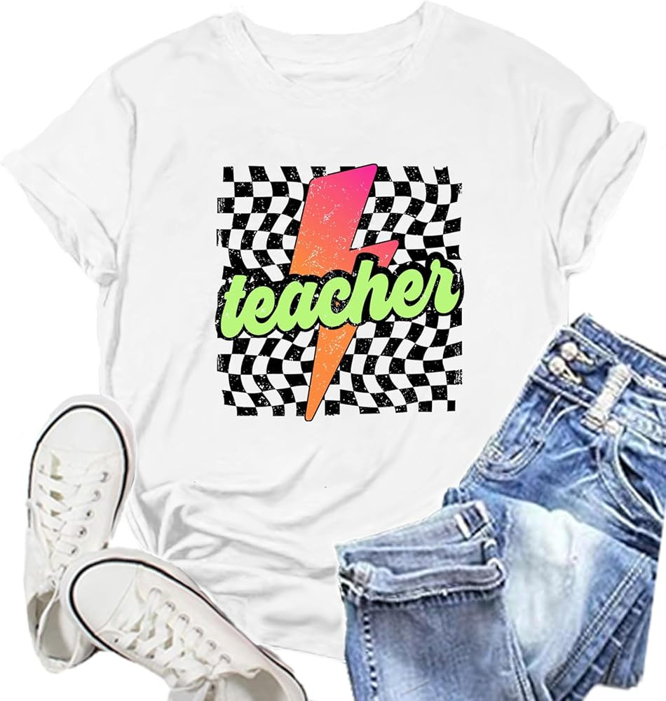 Teacher Shirt for Women Teach Teaching Tshirt Progress Over Perfection Teacher Tee Top | Amazon (US)