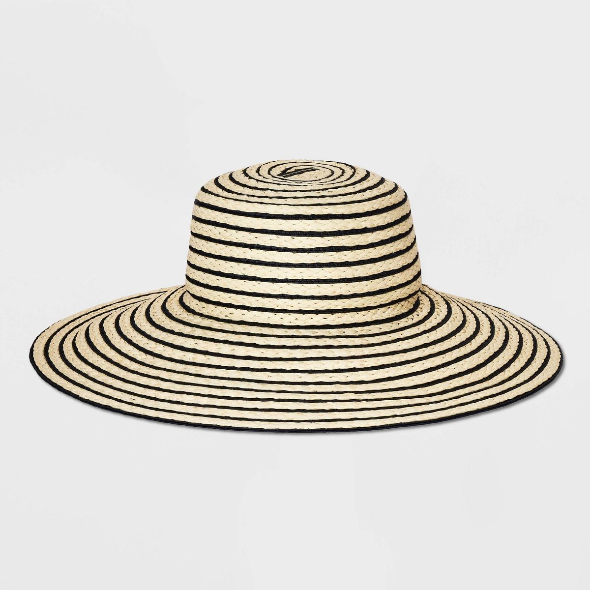Striped Straw Down Brim Hat - A New Day™ Natural/Black | Target