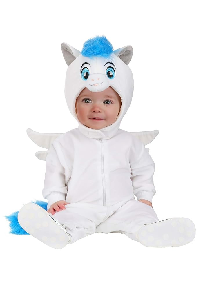 Infant Disney Hercules Pegasus Costume Baby White Jumpsuit with Hood Wings and Mane for Halloween... | Amazon (US)