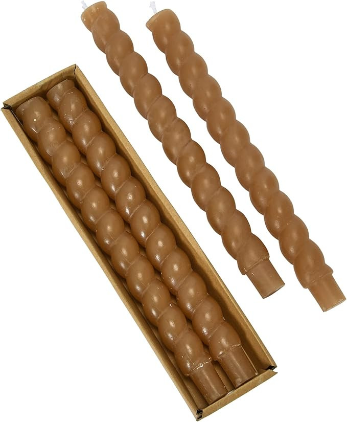 Creative Co-Op Unscented Twisted Taper Box, Set of 2, Cappuccino Candles, 2" L x 1" W x 10" H, Br... | Amazon (US)