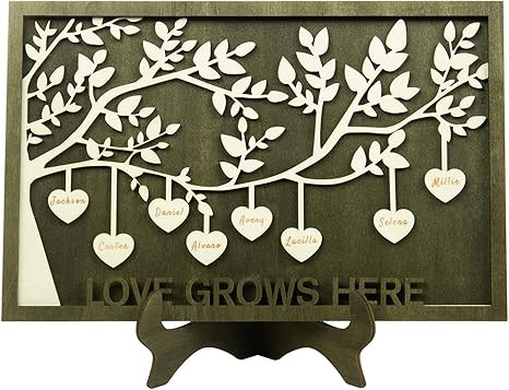 Mom Gifts,Personalized Family Sign with 2-9 Names Custom Name Sign Wooden Family Tree Frame Engra... | Amazon (US)
