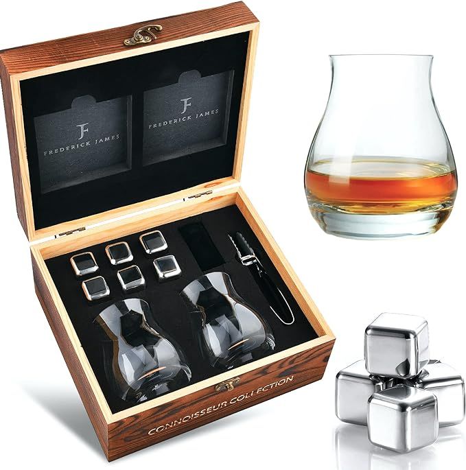 Whiskey Glasses Set of 2 - with Glencairn Whiskey Glass - Whiskey Gifts for Men I Whiskey Stones ... | Amazon (US)