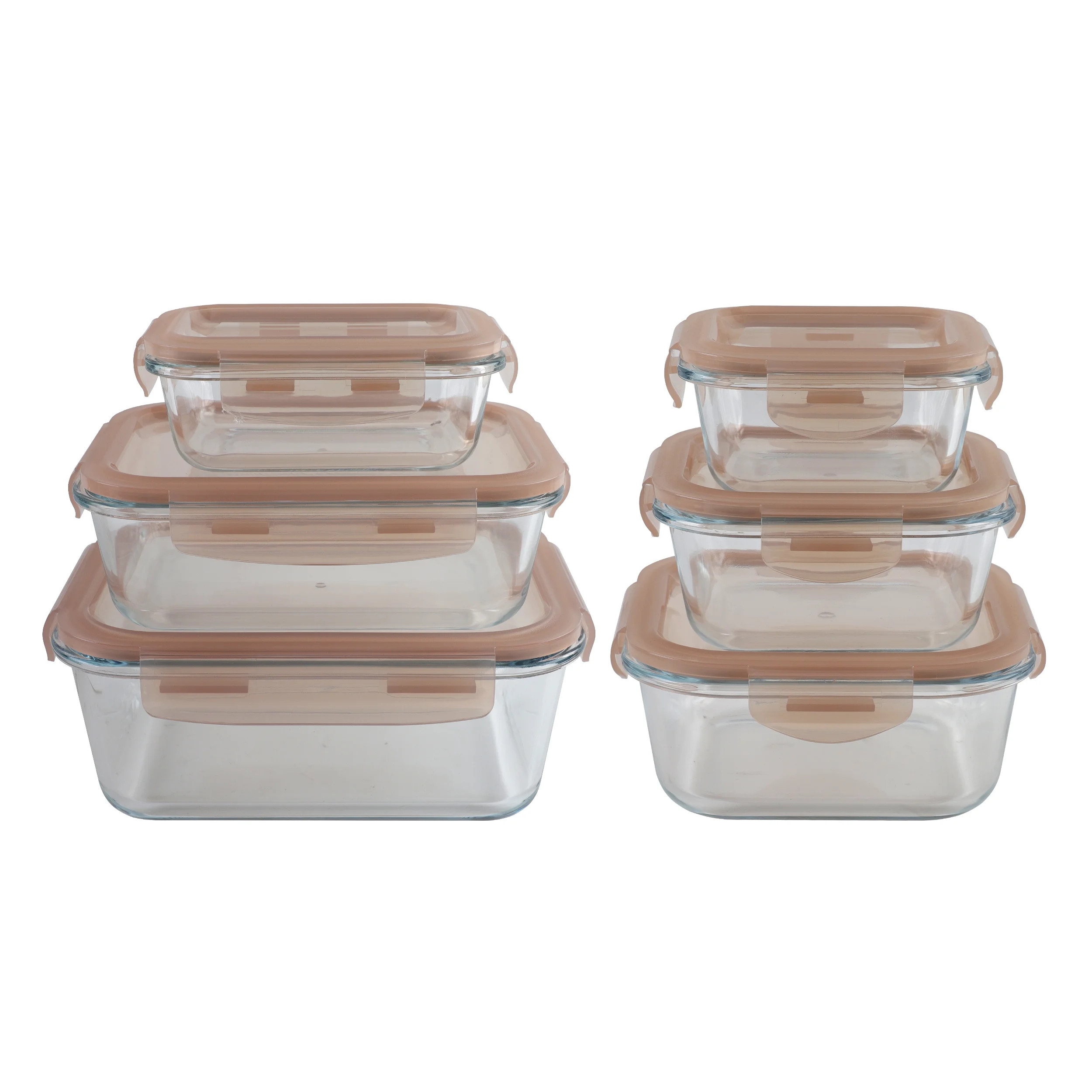 Cook with Color 12-Piece Glass Food Storage Container Set with Lids, Airtight & Leakproof, Taupe | Walmart (US)