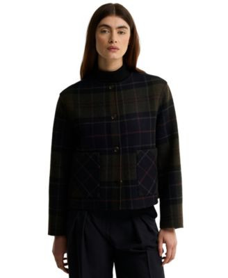 Barbour Women's Marlow Plaid Long-Sleeve Wool-Blend Overshirt - Shadow Classic | Macy's