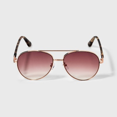 Women's Aviator with Tortoise Shell Temple Sunglasses - A New Day™ Beige | Target