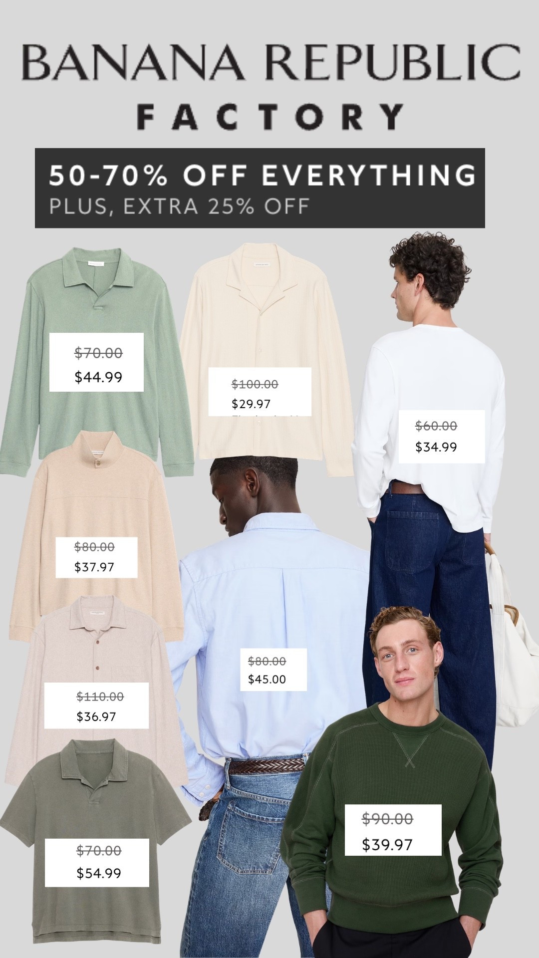 Banana Republic Factory might actually have one of the best men’s summer sales right now 👀
Polos, lightweight button-ups, knitwear, and essentials all heavily discounted — plus an extra 25% off makes this the perfect time to rebuild your wardrobe for less. Everything linked in my LTK.

#LTKMens #MensFashion #MensStyle #SummerStyle #BananaRepublicFactory #MensWardrobe #AffordableFashion #MensOutfits #SummerOutfits #OldMoneyStyle #Menswear #SmartCasual #CapsuleWardrobe #MensClothing #StyleInspo #LTKSale #FashionDeals #MensEssentials #MinimalStyle #SummerWardrobe

#LTKxAbercrombie #LTKdayinmylife #LTKgrwm