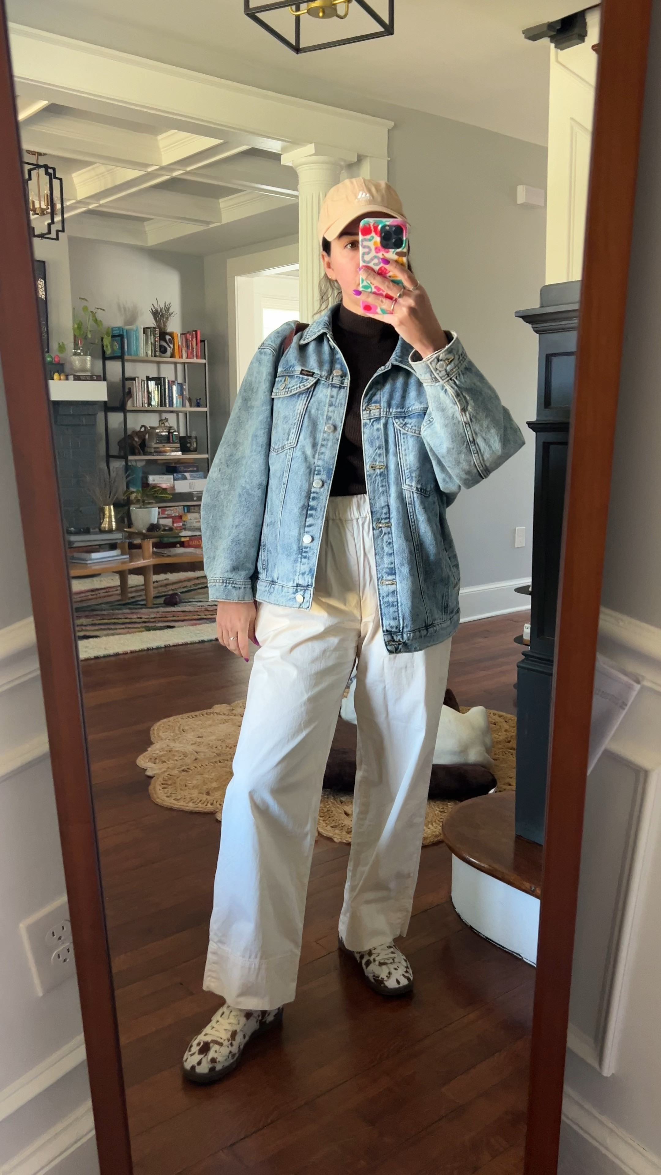 brown outfit. cow print. oversized jean jacket. denim jacket. jean jacket. oversized denim jacket. wrangler. wrangler jacket. everlane. pull on pants. everlane easy pant. fun sneaker. cowprint sneaker. outfit. casual outfit. spring outfit. 

 

#LTKSaleAlert #LTKWatchNow #LTKFindsUnder100