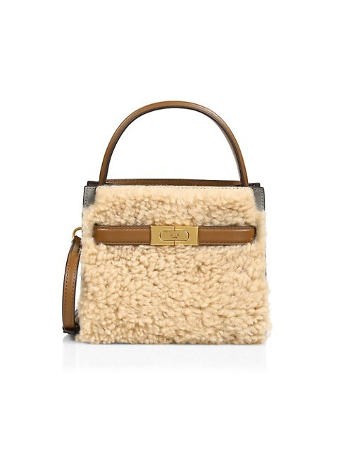 Tory Burch Petite Lee Radziwill Shearling &amp; Leather Satchel | Saks Fifth Avenue