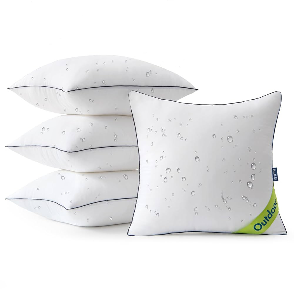 MIULEE 18x18 Outdoor Pillows, Pack of 4 Water Resistant Waterproof Pillow Inserts Decorative Stuf... | Amazon (US)