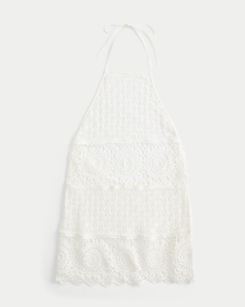 Women's Crochet-Style Halter Cover Up Mini Dress | Women's Swimwear | HollisterCo.com | Hollister (US)