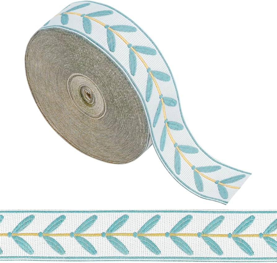 OLYCRAFT 13.1 Yards Jacquard Ribbon Trim 1.2 inch Wide Leaf Pattern Jacquard Polyester Ribbons Li... | Amazon (US)