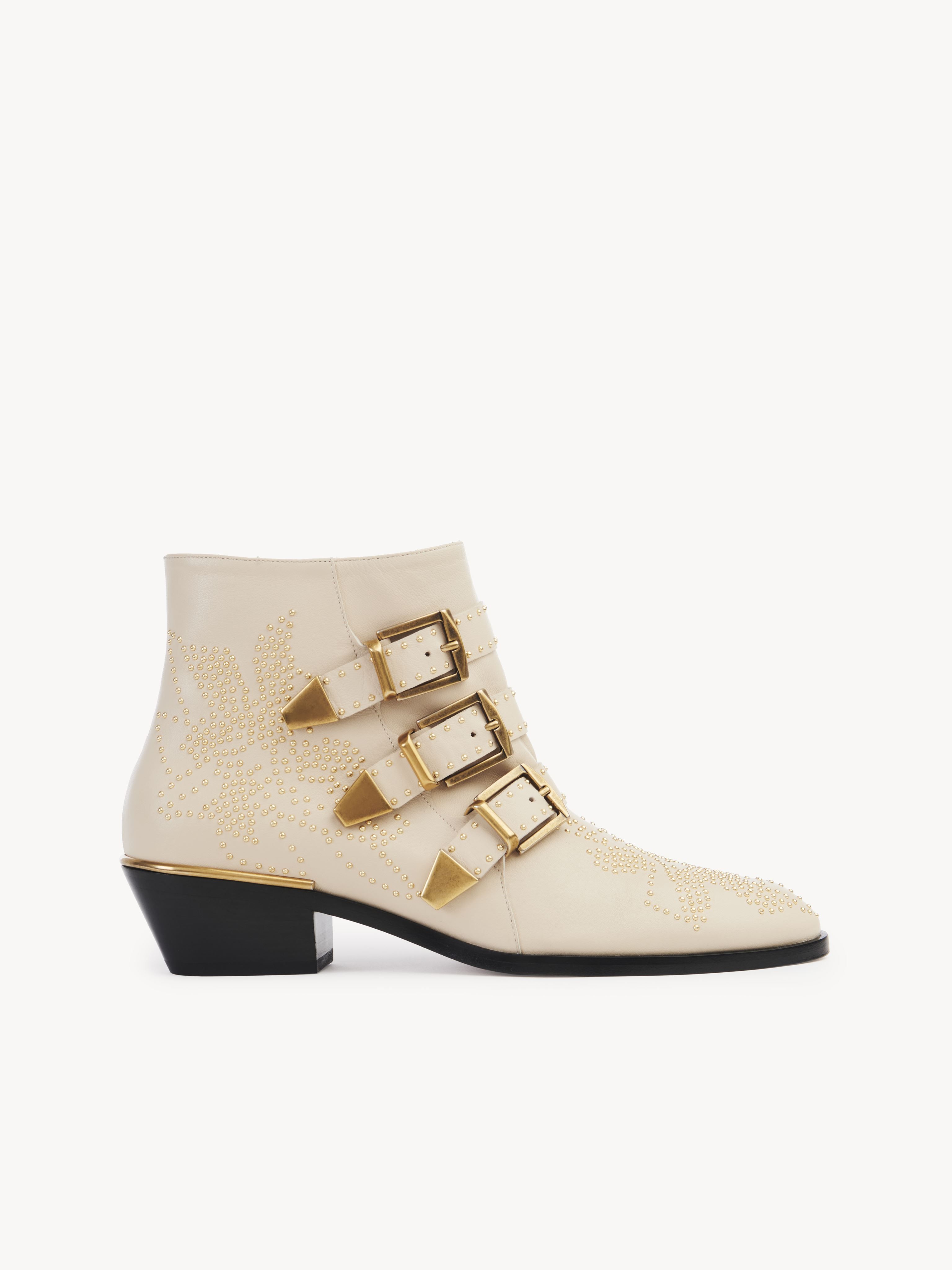CHLOÉ Susanna short boot Beige Size 9.5 88% Calf-skin leather, 12% Goatskin | Chloe US