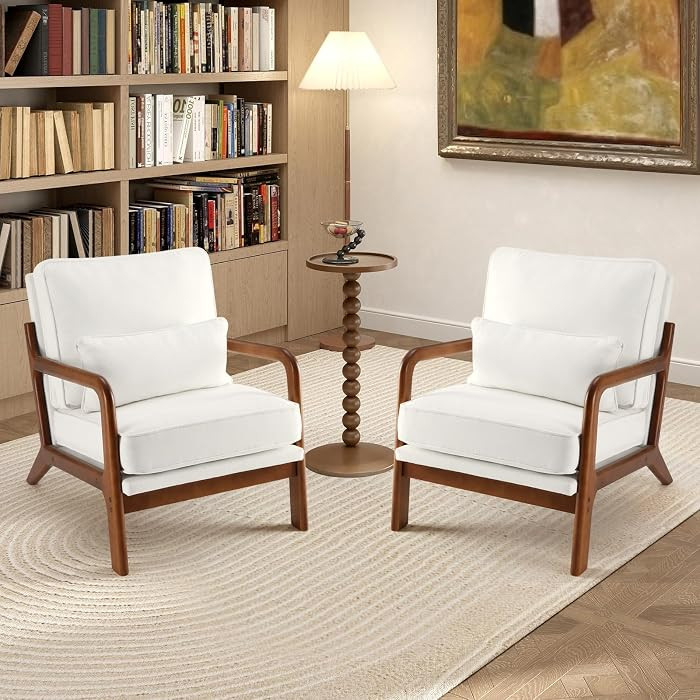 DUMOS Mid Century Accent Chairs Set of 2, 16'' Seat Height Lounge Chair | Amazon (US)