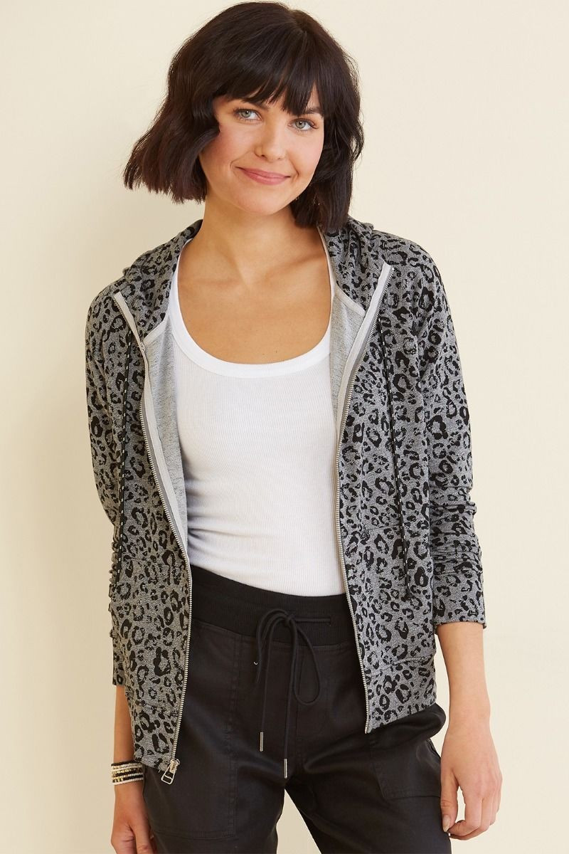 Leopard Zip Hoodie | Evereve
