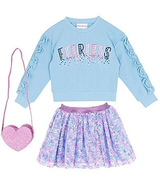 Girls Like Us Little Girls Long Sleeve Fearless French Terry Sweatshirt Sequin-Embellished Tutu Set - 5 | Dillard's