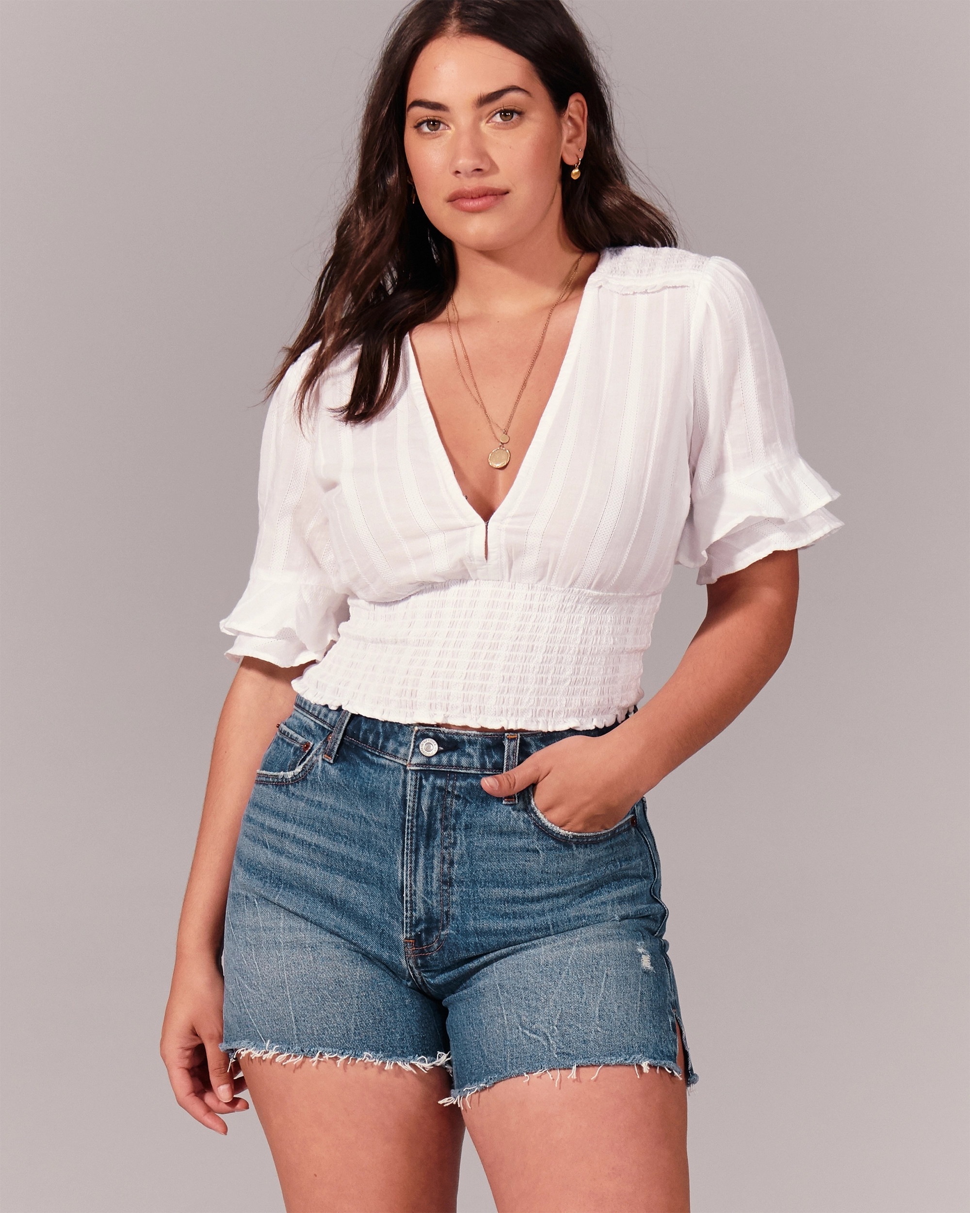 Women's High Rise 4 Inch Mom Shorts | Women's Bottoms | Abercrombie.com | Abercrombie & Fitch (US)