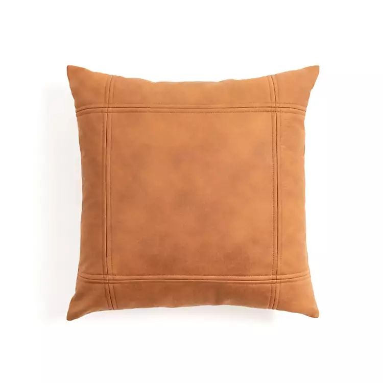 New! Walnut Faux Leather Splice Throw Pillow | Kirkland's Home