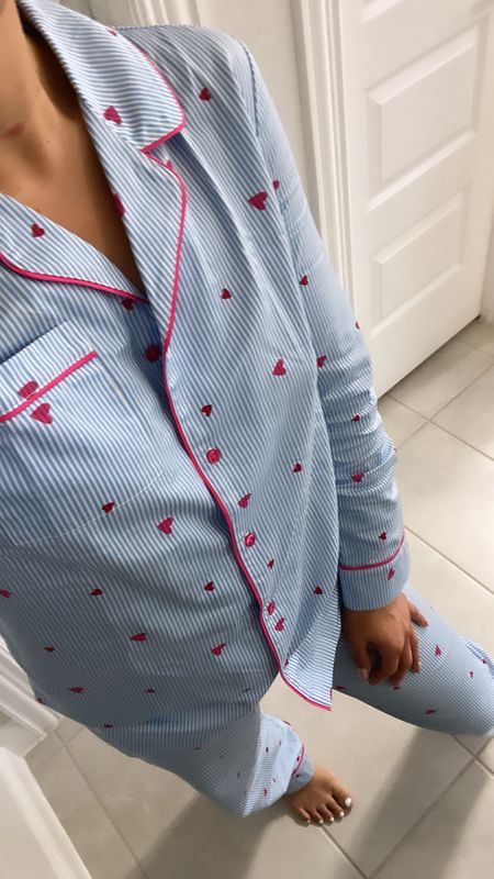 Heart pajamas are from Talbots 

Wearing the small 