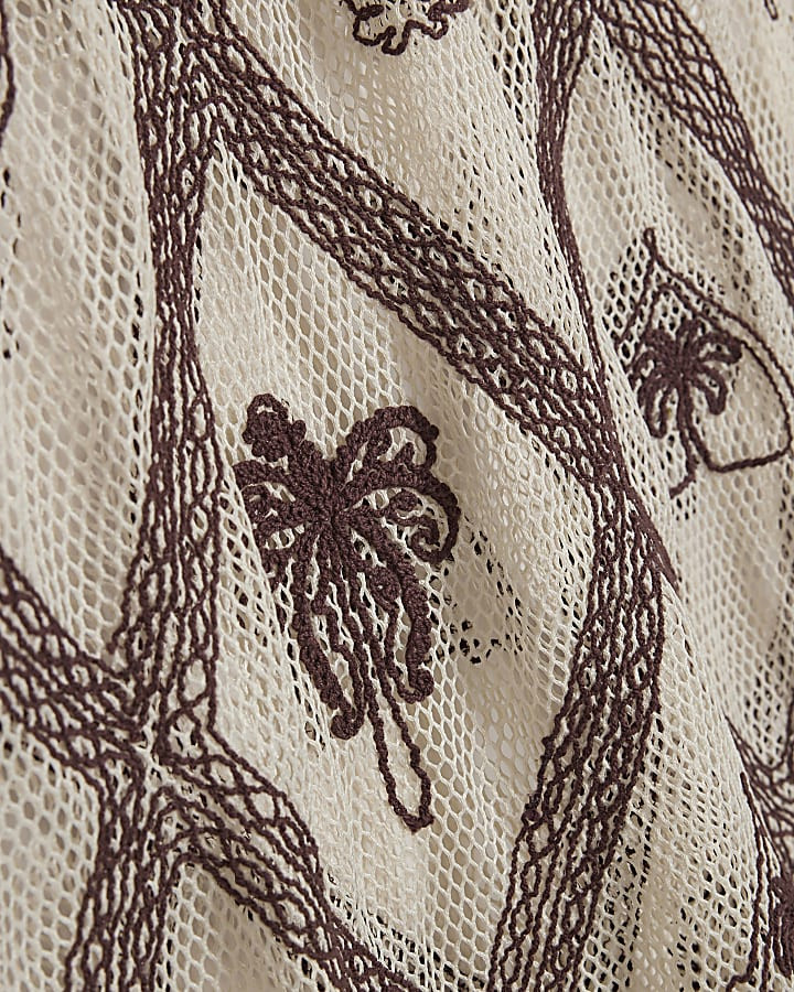 Cream Crochet Motif Mini Dress | River Island UK & IE