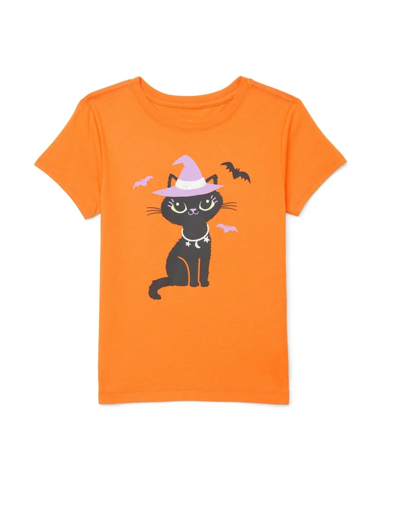 Way to Celebrate Girls Halloween Graphic T-Shirt, Sizes 4-18 | Walmart (US)