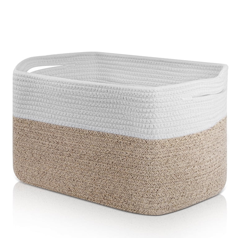 Large Blanket Basket, 22"x12"x17"(75L) Rectangle Woven Baskets for Storage, Cotton Rope Basket Fo... | Walmart (US)