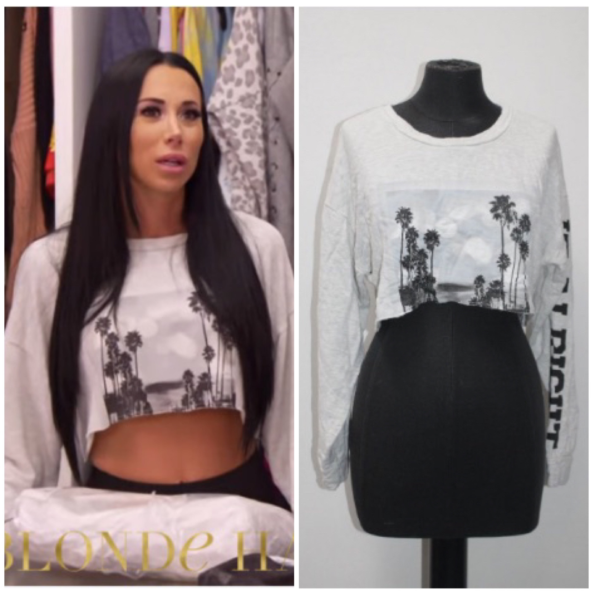 Rachel Fuda’s Cropped Palm Tree Print Long Sleeve Tee