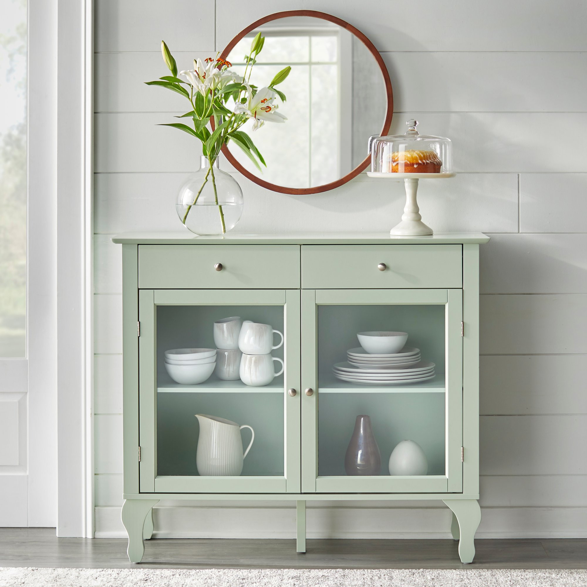 Copper Grove  Rawdon Glass Front Buffet/Sideboard Green Lily - Walmart.com | Walmart (US)