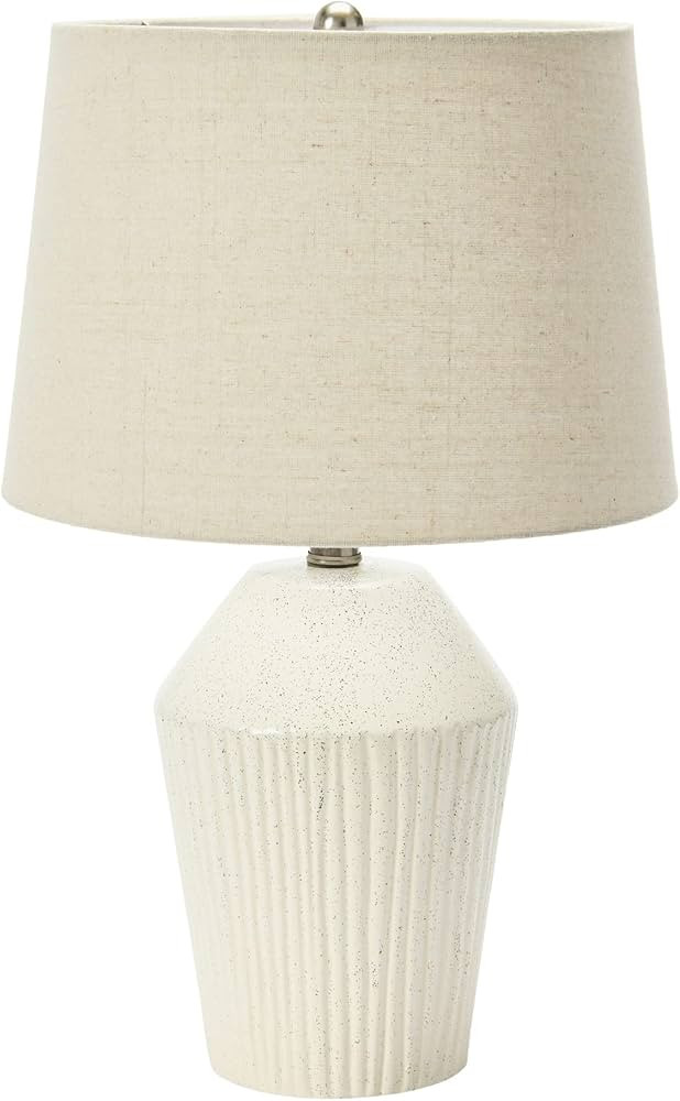 Creative Co-Op 13" Round Stoneware Desk Lamp, White | Amazon (US)