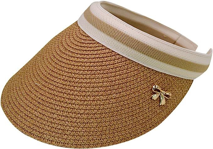 CLARA Women Summer Sun Visor Large Brim Straw Beach Sun Hat Outdoor Sports Cap | Amazon (US)